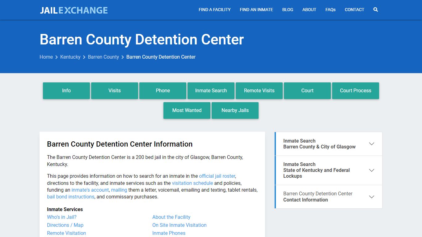 Send Money to Inmate - Barren County Detention Center, KY - Jail Exchange